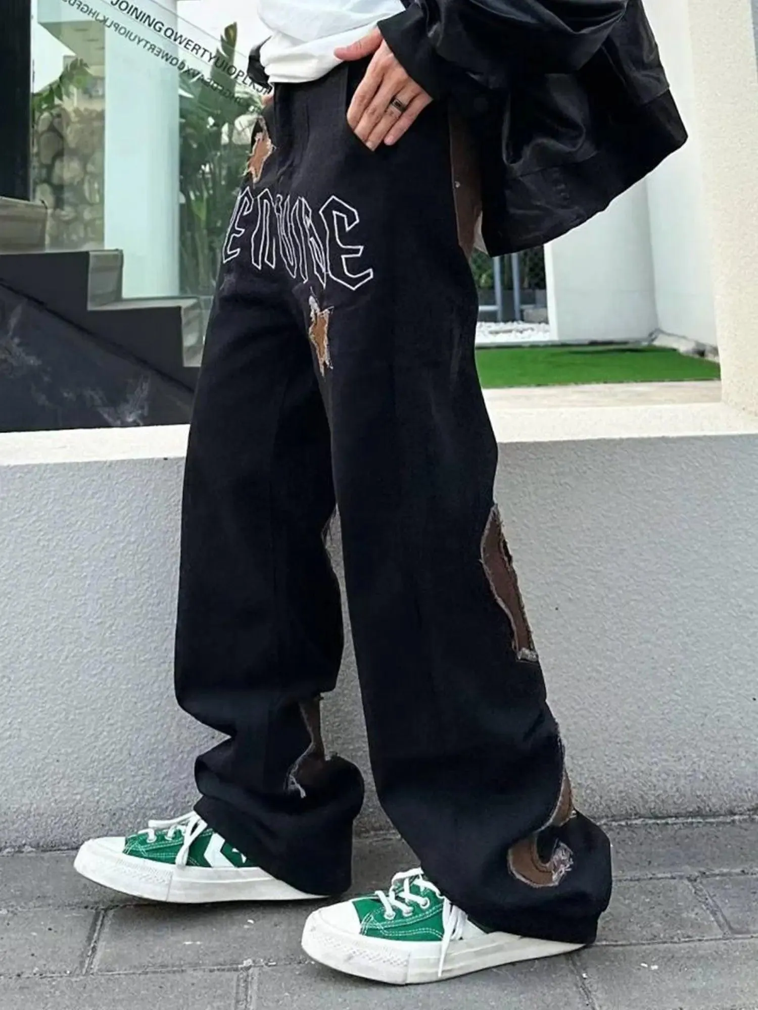 1984 American High Street Patchwork Star Embroidered Jeans