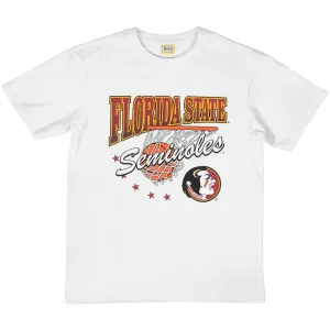 19Nine Men's Short Sleeve T-shirt with Vault Florida State Seminoles Basketball Design - White