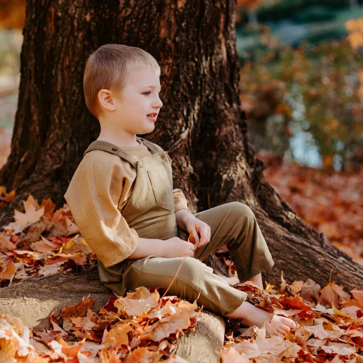 2T Seedling Green Organic Corduroy Overalls