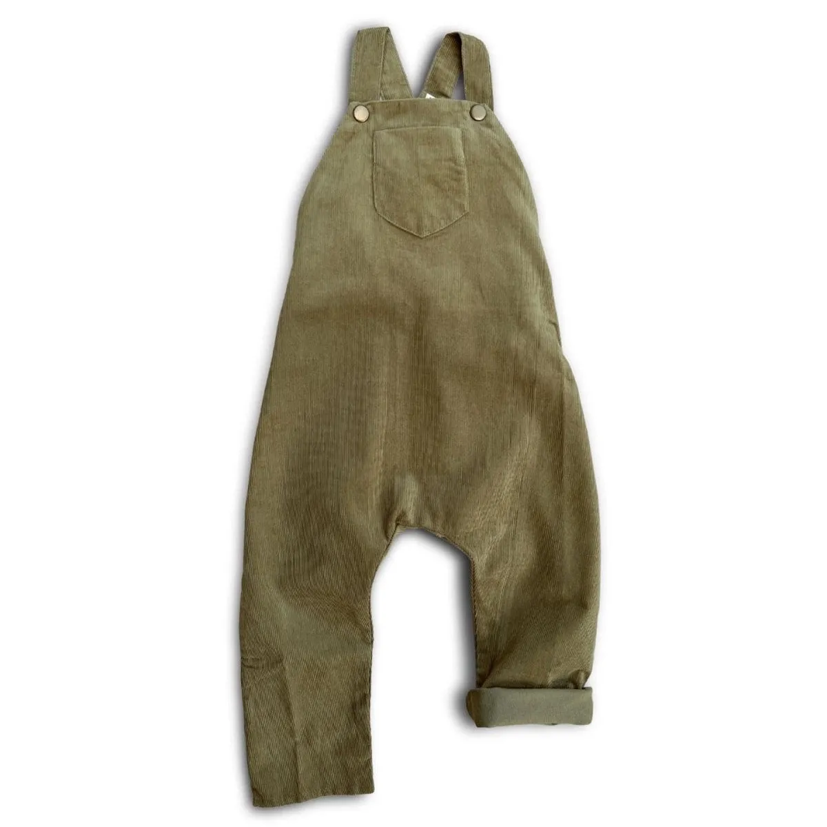 2T Seedling Green Organic Corduroy Overalls