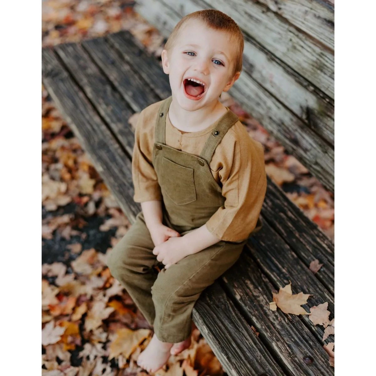 2T Seedling Green Organic Corduroy Overalls