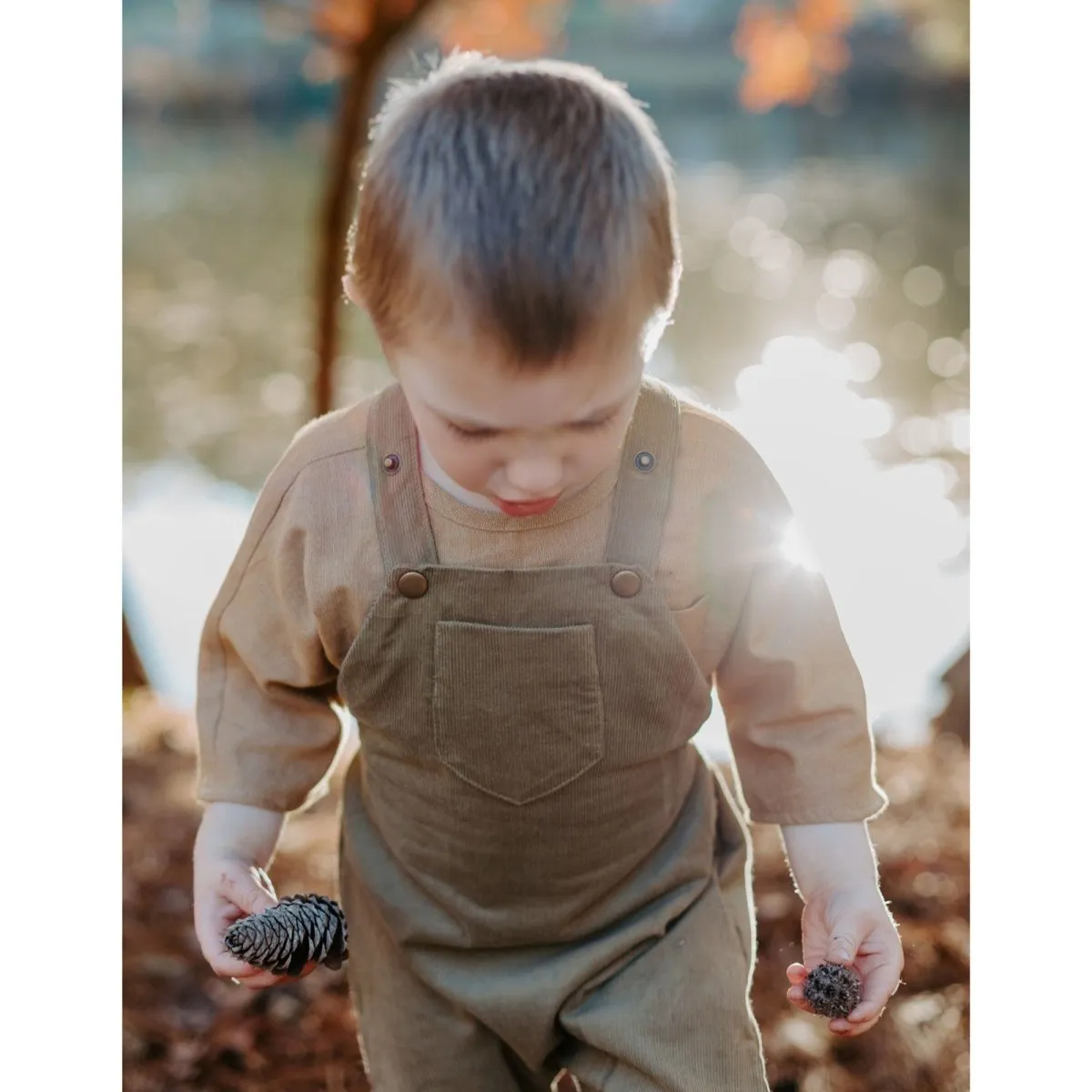 2T Seedling Green Organic Corduroy Overalls