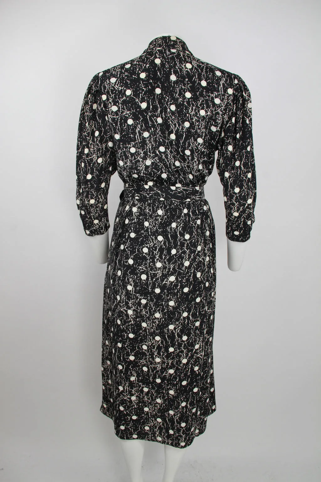 80s 'Peek- Cloppenburg' Dark Navy and white dot dress – S
