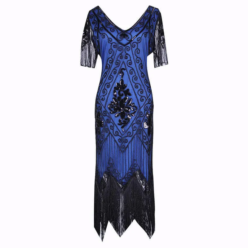 A-Line Calf-Length 1920s Dress with Tassels