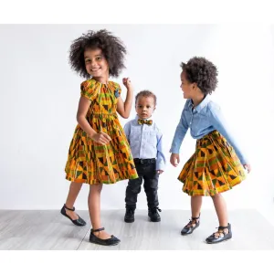 African Kente Sibling Set with Boys Bow Tie