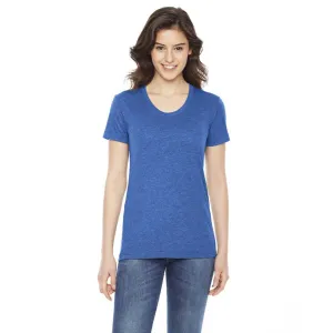 American Apparel Women's Heather Lake Blue Poly-Cotton Short-Sleeve Crewneck