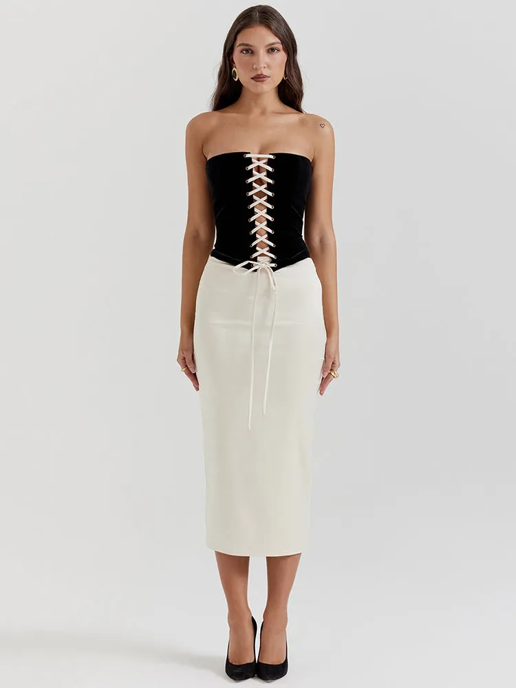 Andrea Two Piece Set Sexy Midi Skirt