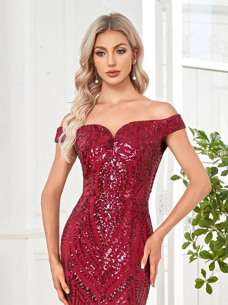 Baby Doll Sequin Evening Dress