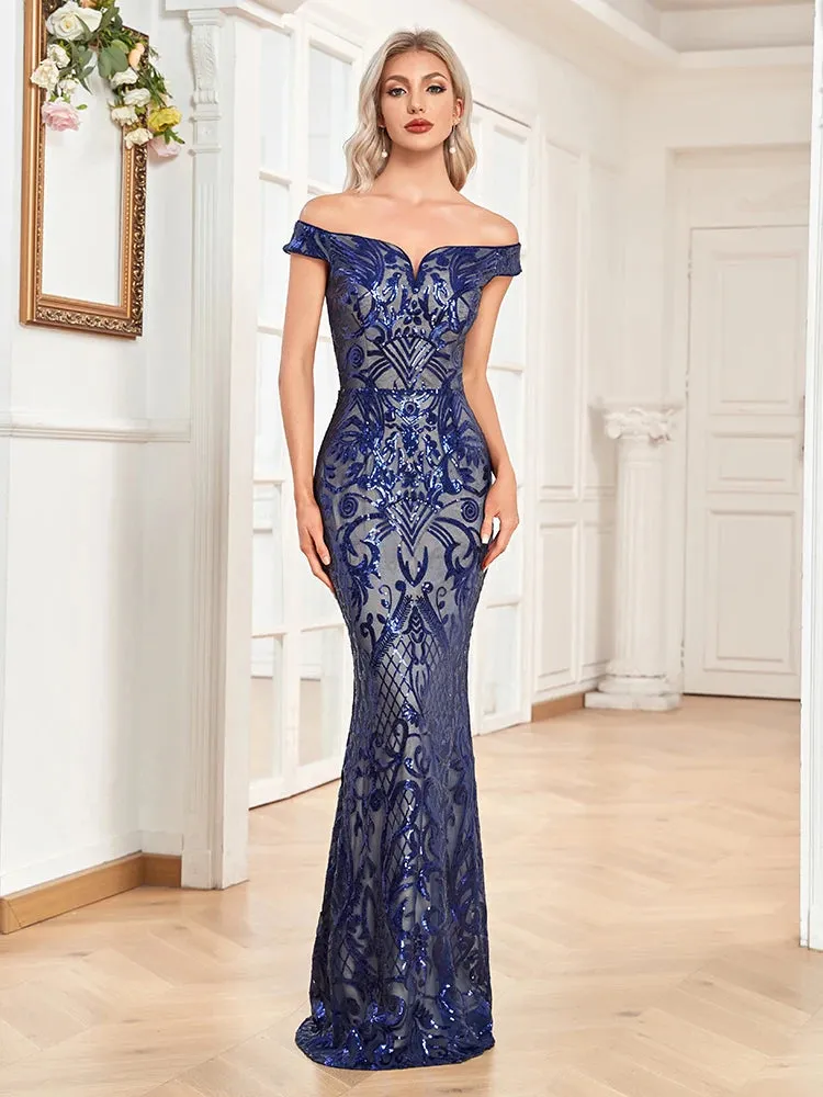 Baby Doll Sequin Evening Dress