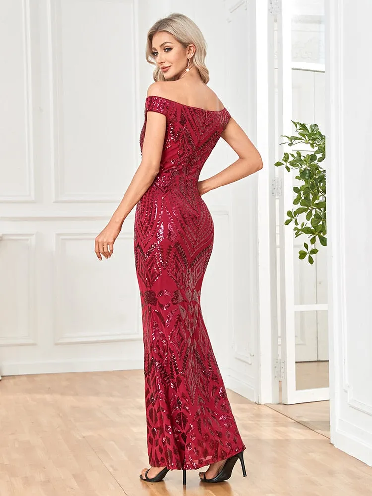 Baby Doll Sequin Evening Dress
