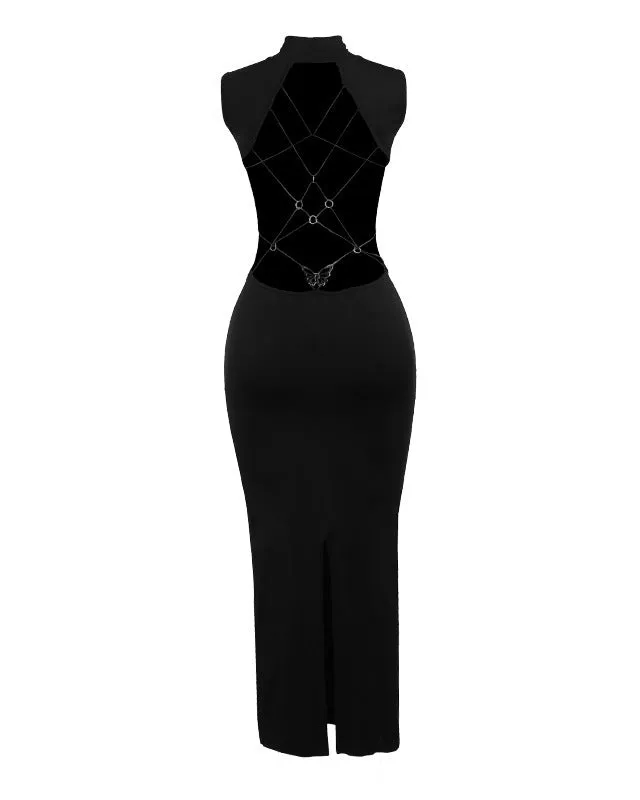 Backless Bow Slim Fit Long  Bodycon Dress
