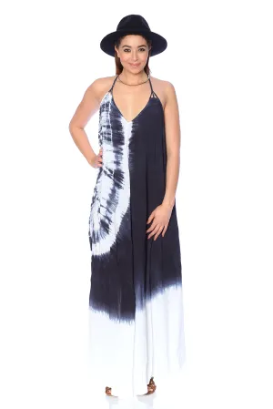 Beaded Trim Tie Dye Maxi Woven Dress