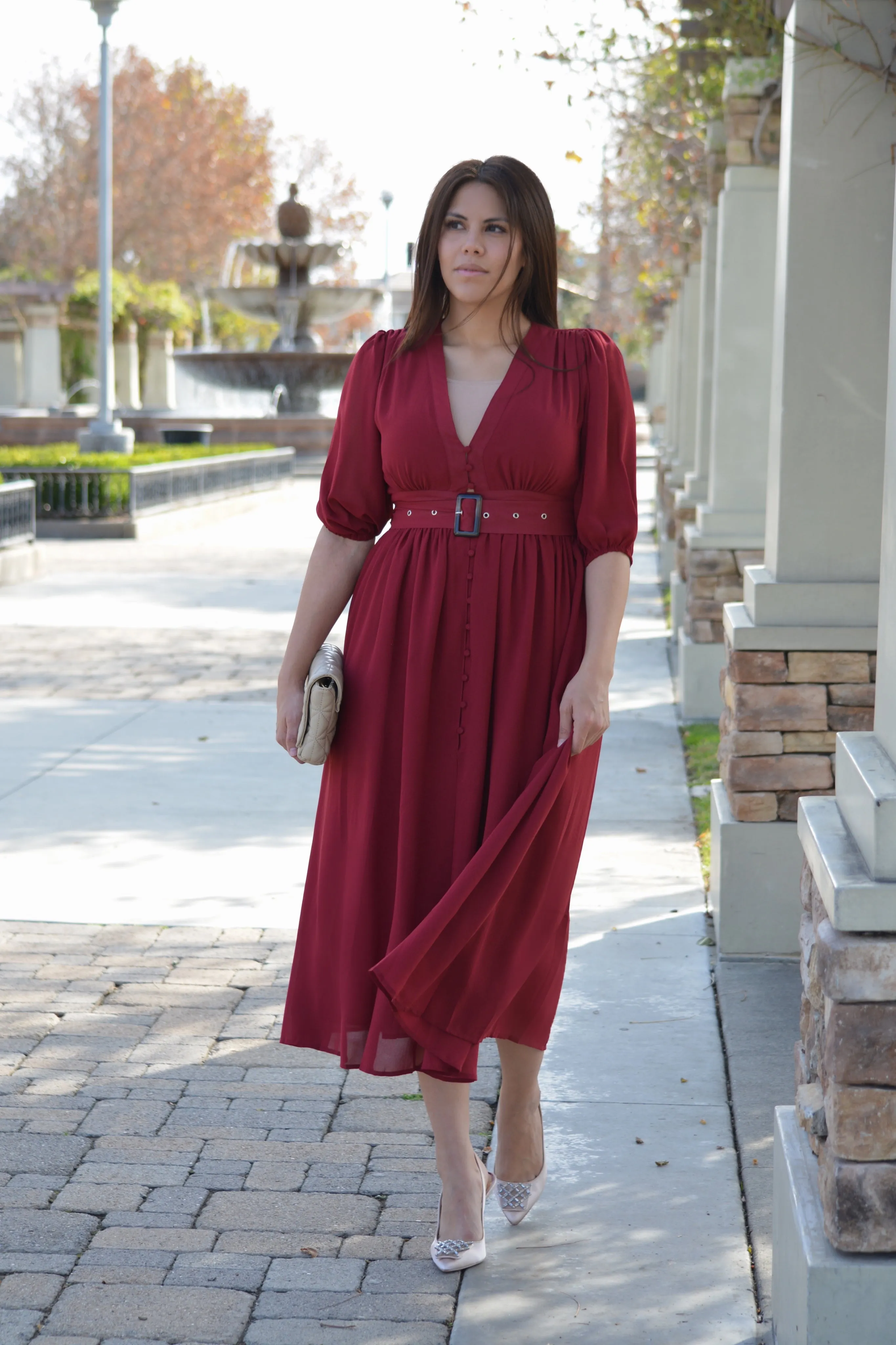 Bianca Merlot Midi Dress