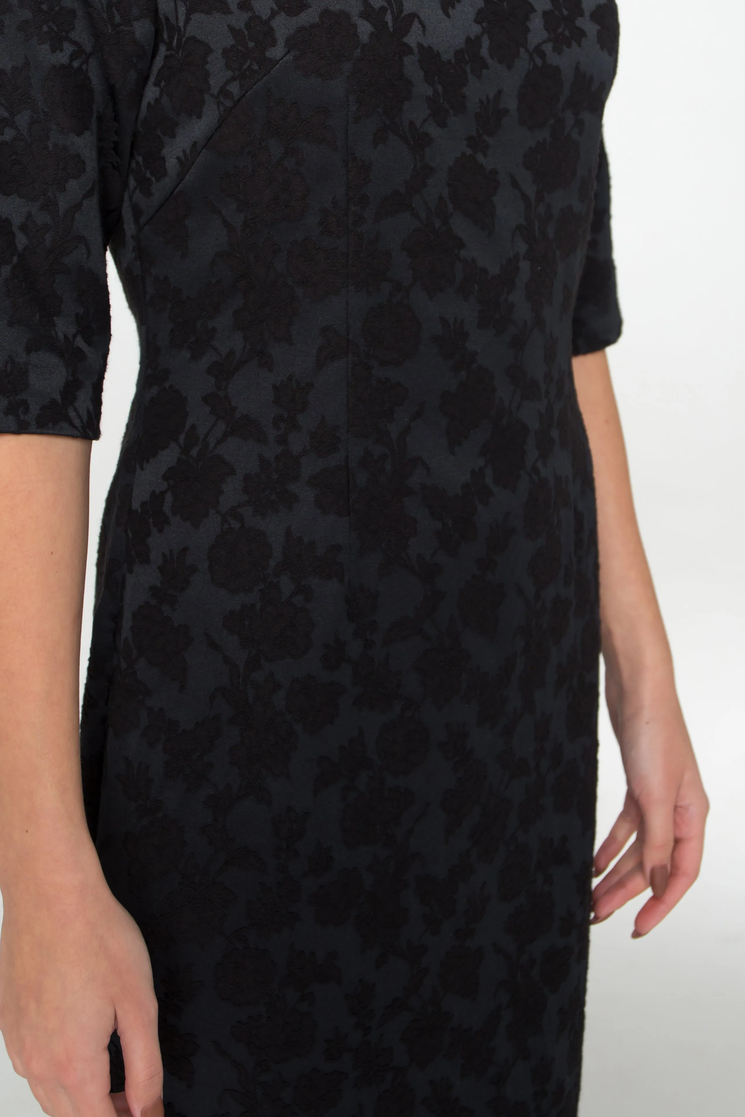 Black jacquard midi dress