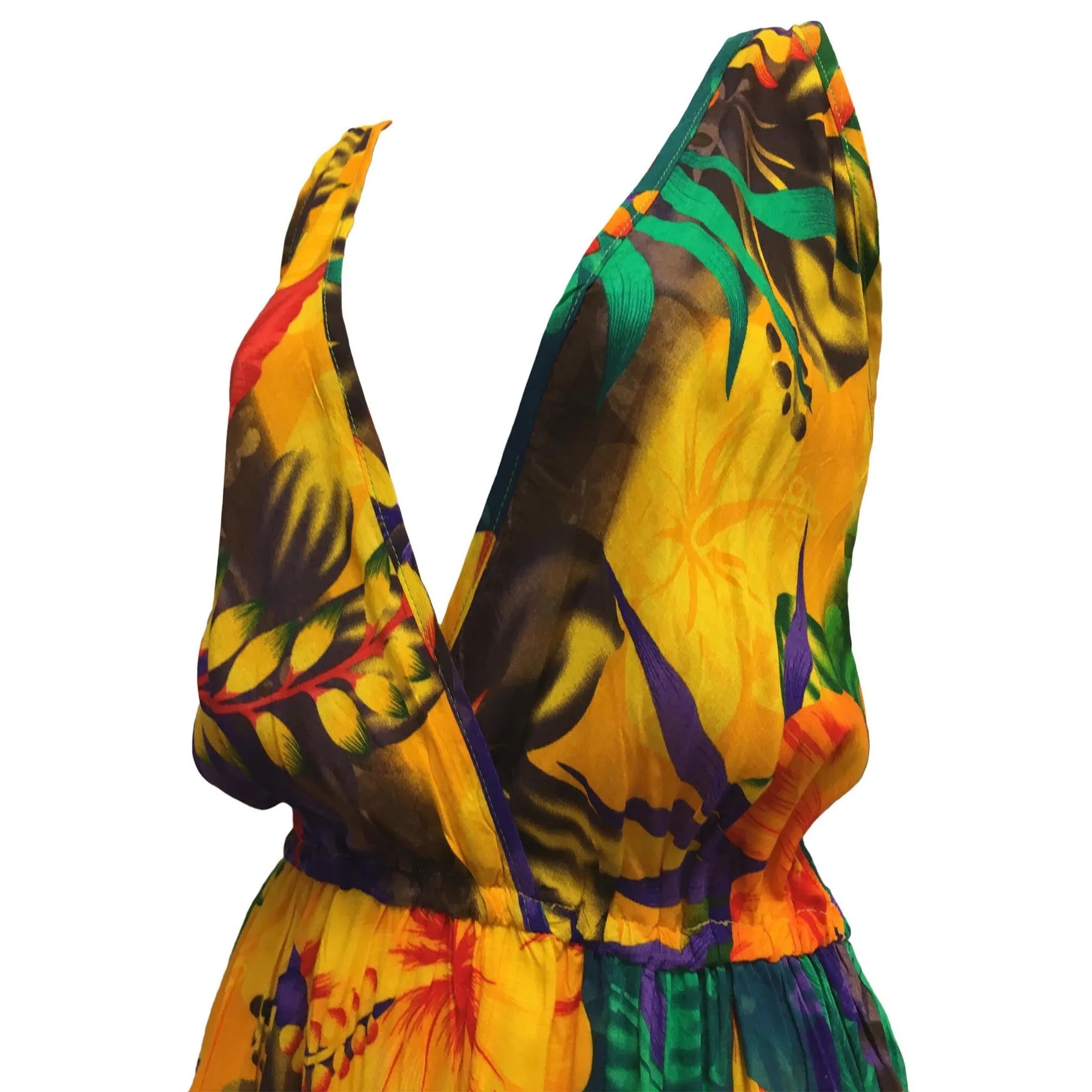 Boho Bright Floral Wrapped V-neck Sleeveless Cami Tank Long Dress Muna