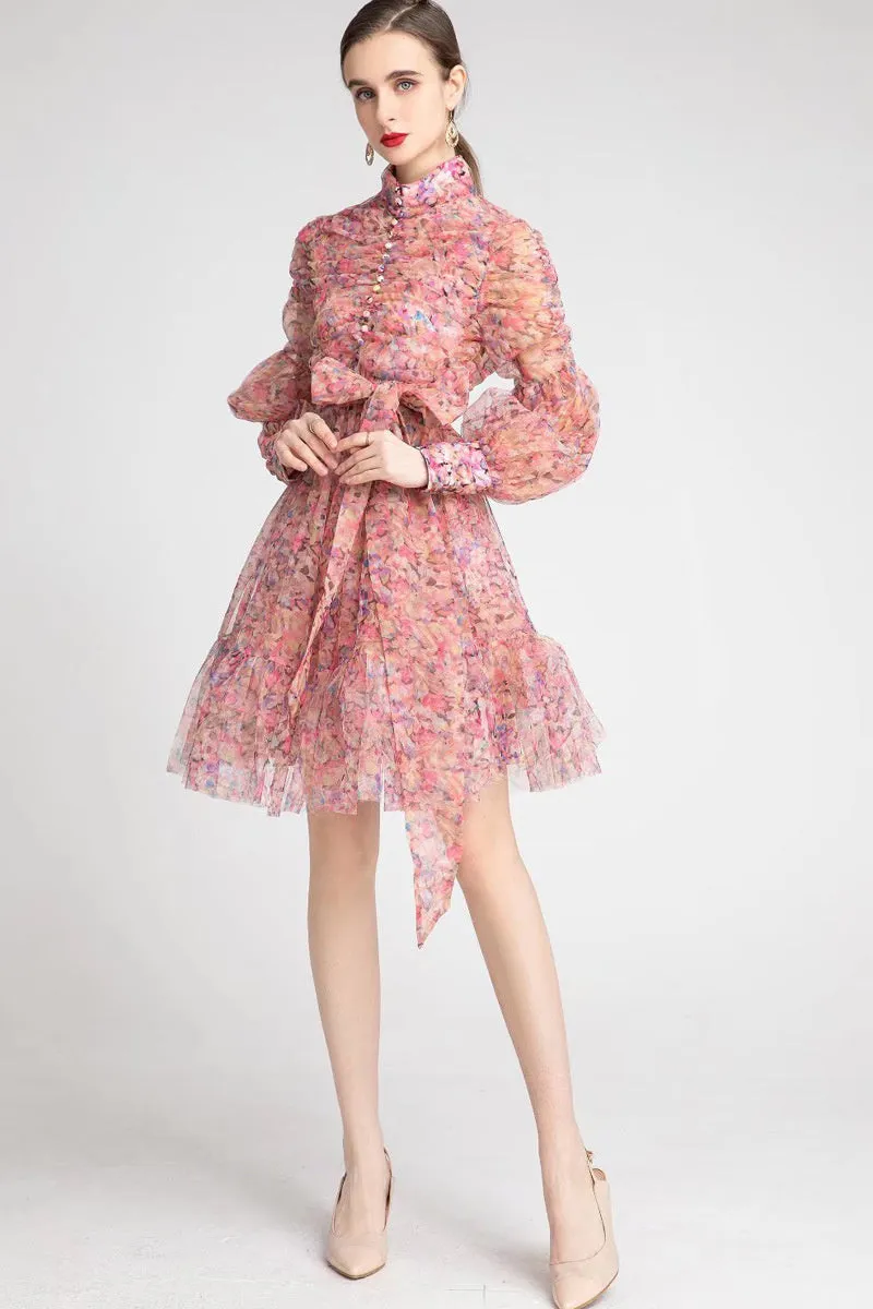 Bonnie Neck Lantern Sleeve Dress