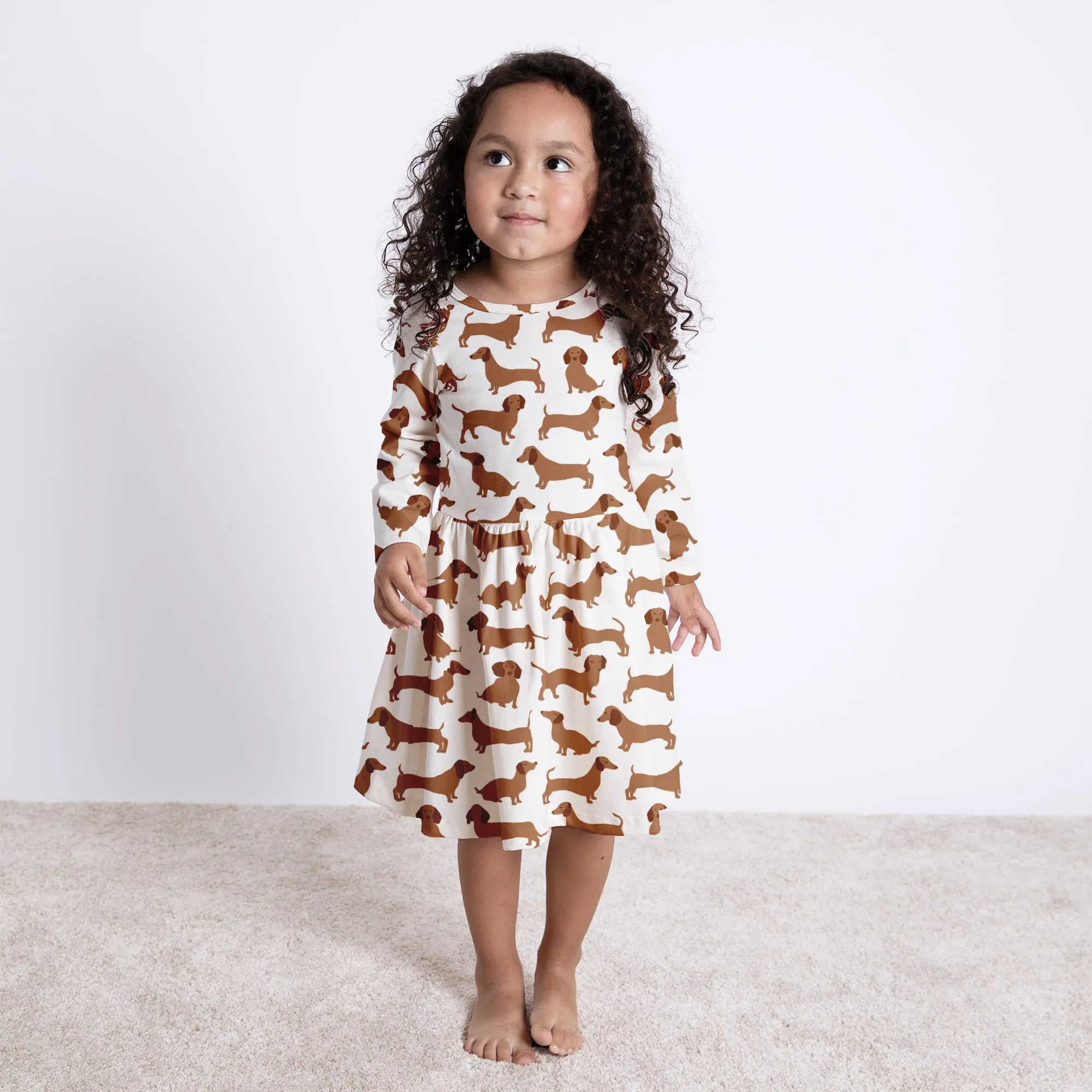 Calgary Dress - Dachshunds Brown