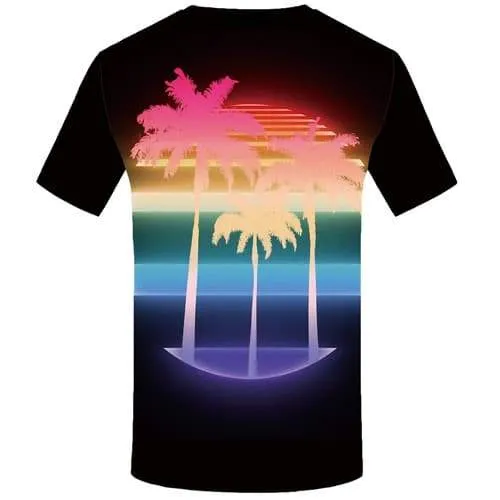 Coconut Tree T shirts Men Colorful Shirt Print Black T-shirts Graphic Art Tshirt Anime Abstract T shirts Funny Short Sleeve