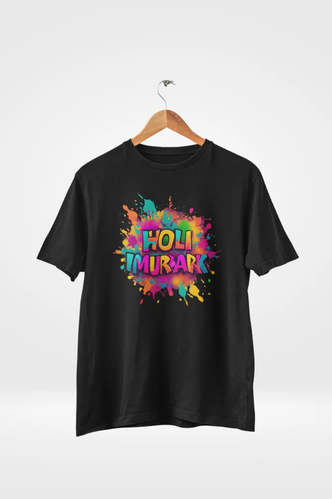 Colourful Holi Mubarak T-shirt for men