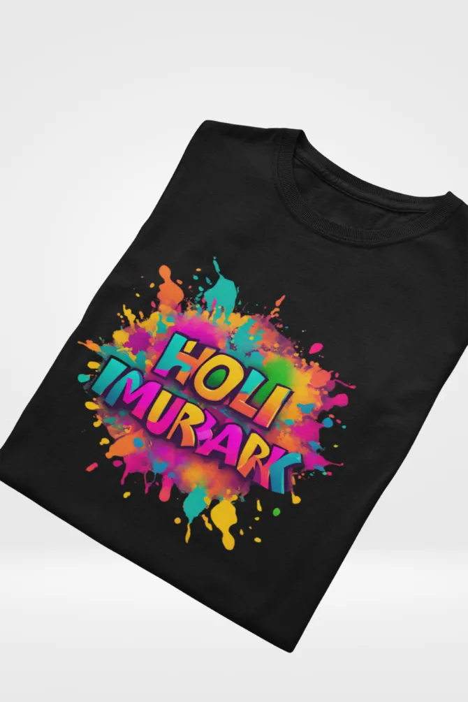 Colourful Holi Mubarak T-shirt for men