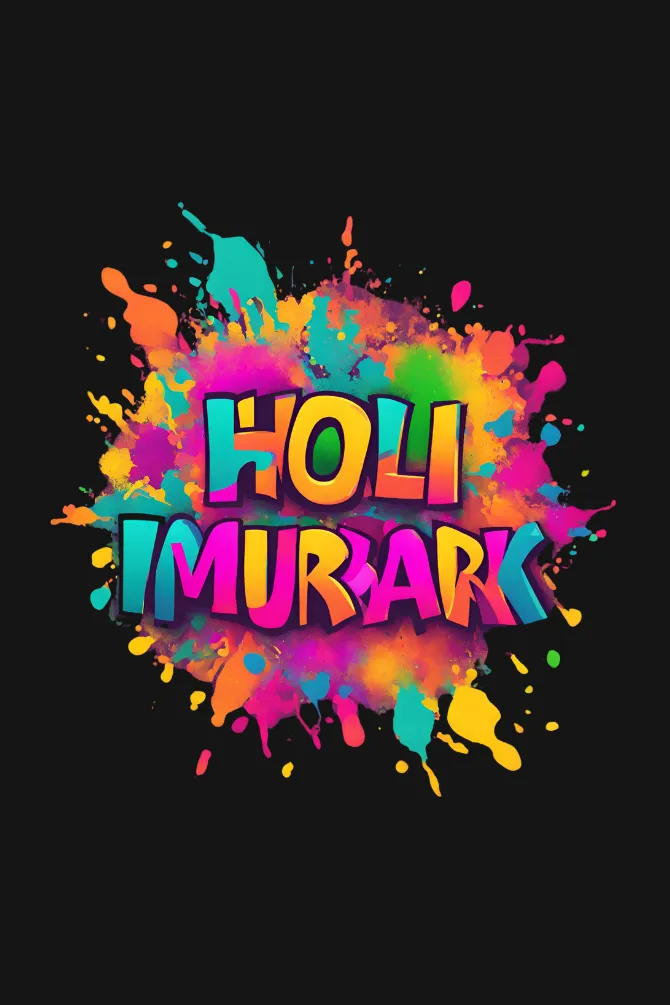 Colourful Holi Mubarak T-shirt for men