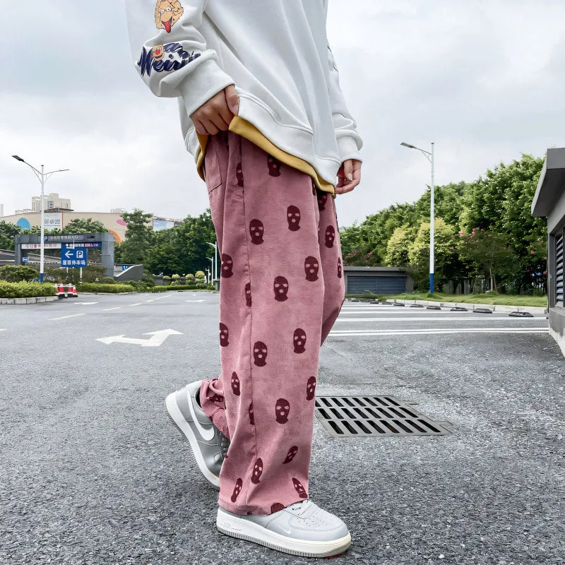 CORDUROY SKI MASK PATTERN TROUSERS