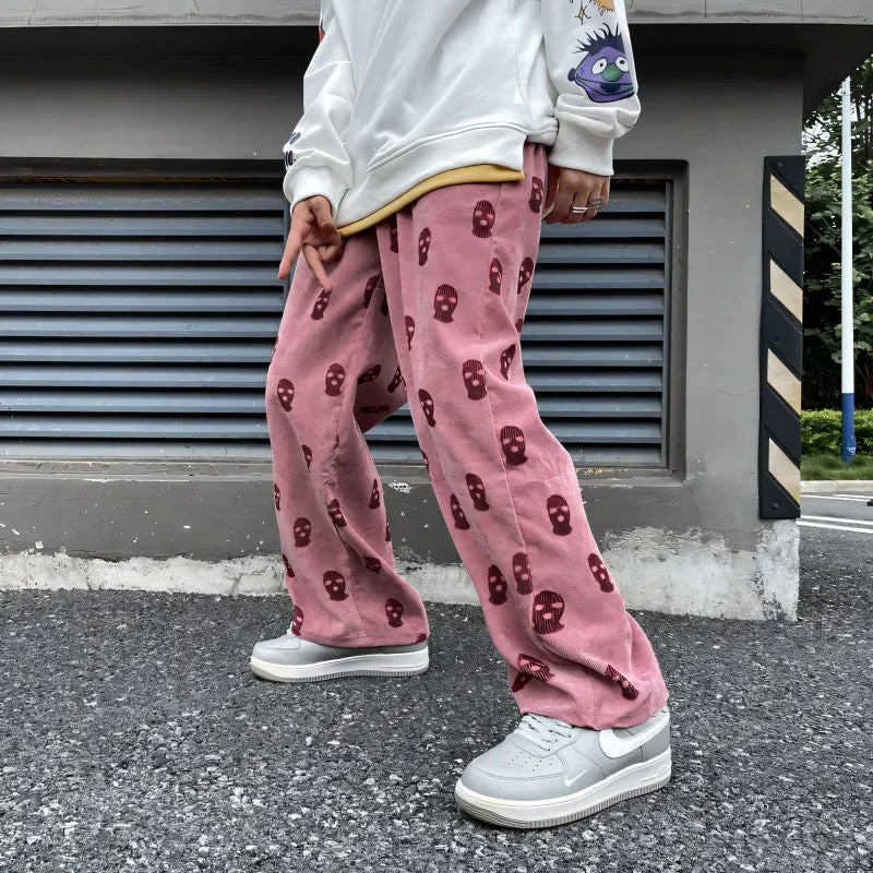 CORDUROY SKI MASK PATTERN TROUSERS