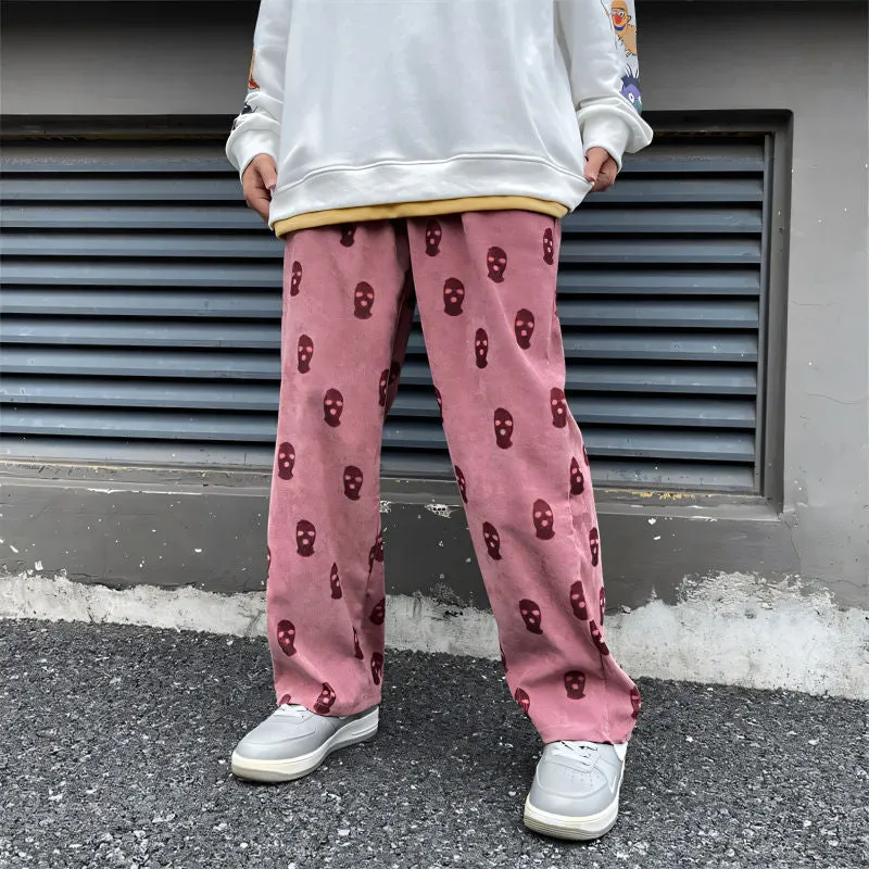 CORDUROY SKI MASK PATTERN TROUSERS
