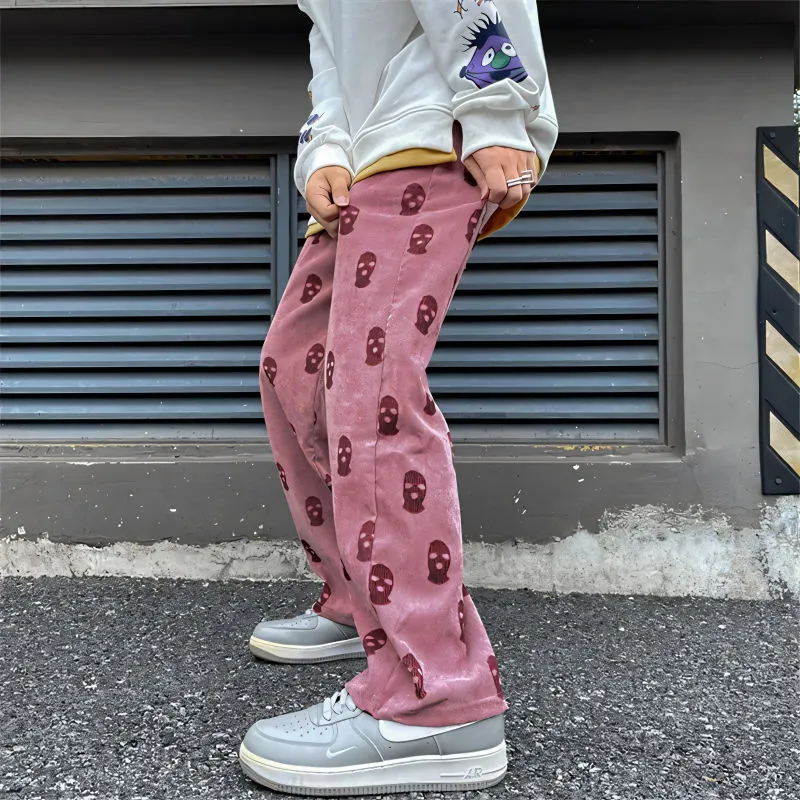 CORDUROY SKI MASK PATTERN TROUSERS