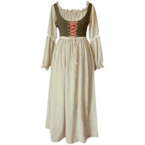 Cottagecore Medieval Style Chemise Dress Vest Set