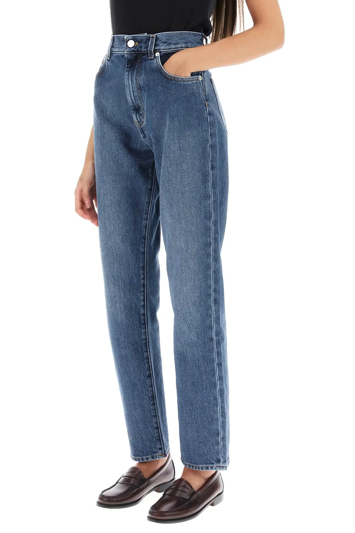 cropped straight cut jeans