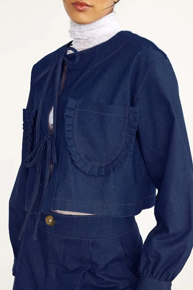 CT3109 Denim Front Tie Jacket Outerwear