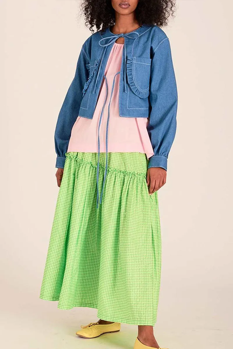 CT3109 Denim Front Tie Jacket Outerwear