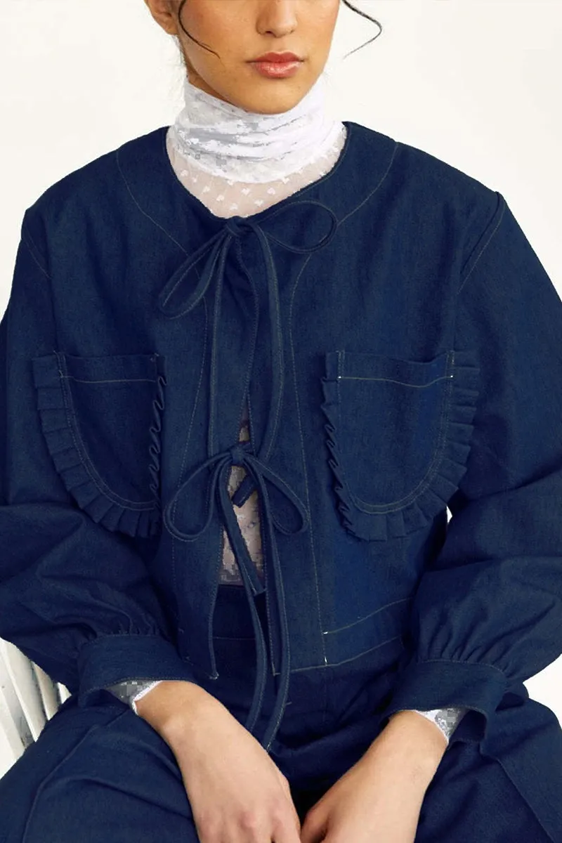 CT3109 Denim Front Tie Jacket Outerwear