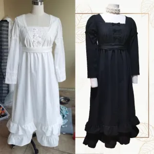 Custom Made Cotton Long Sleeves Regency Dress