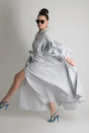 DARIA Grey Stripe Long Kaftan