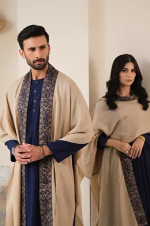 Dariya Cape - Beige & Blue