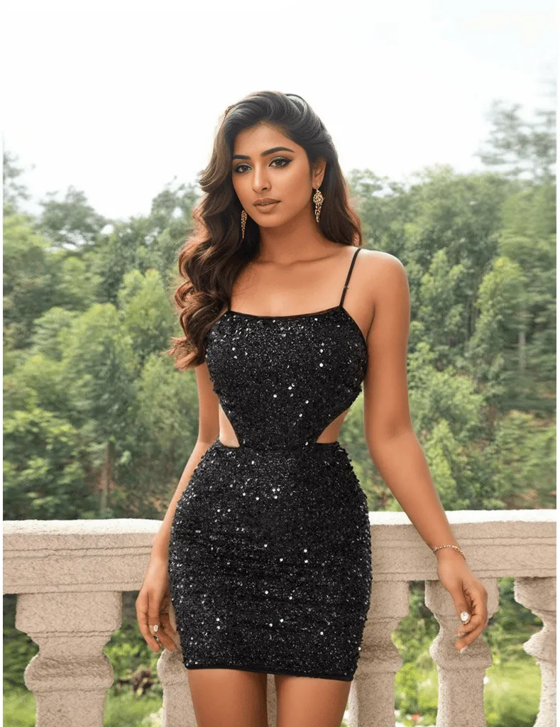 Demitry Sequin Cut Out Dress