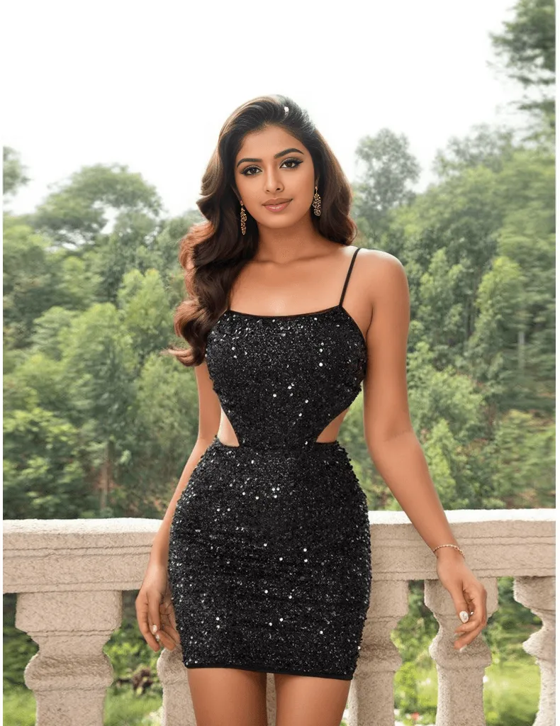 Demitry Sequin Cut Out Dress