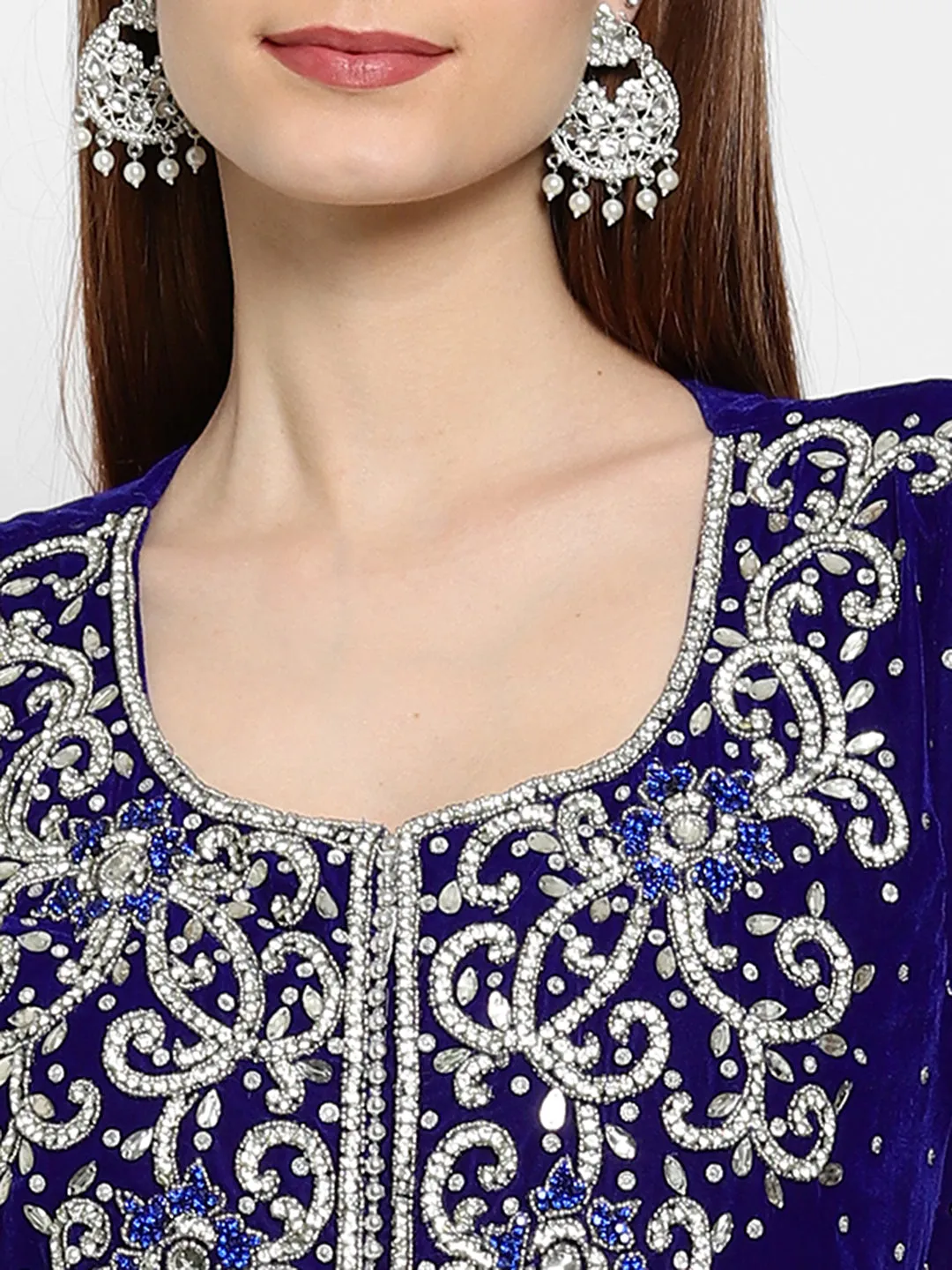 Designer Caftan With Crystal Embroidered Work