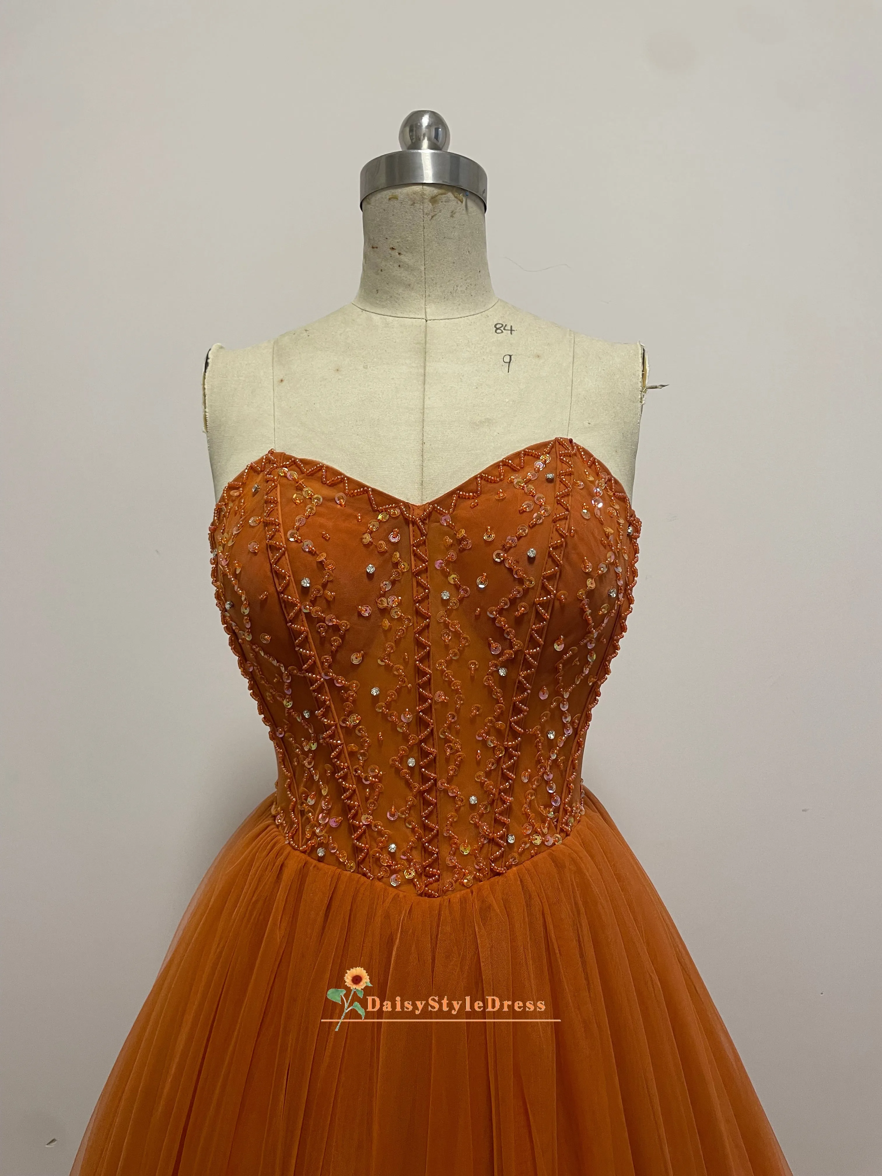 Detachable Sleeve Ball Gown Coffee Brown Prom Dress