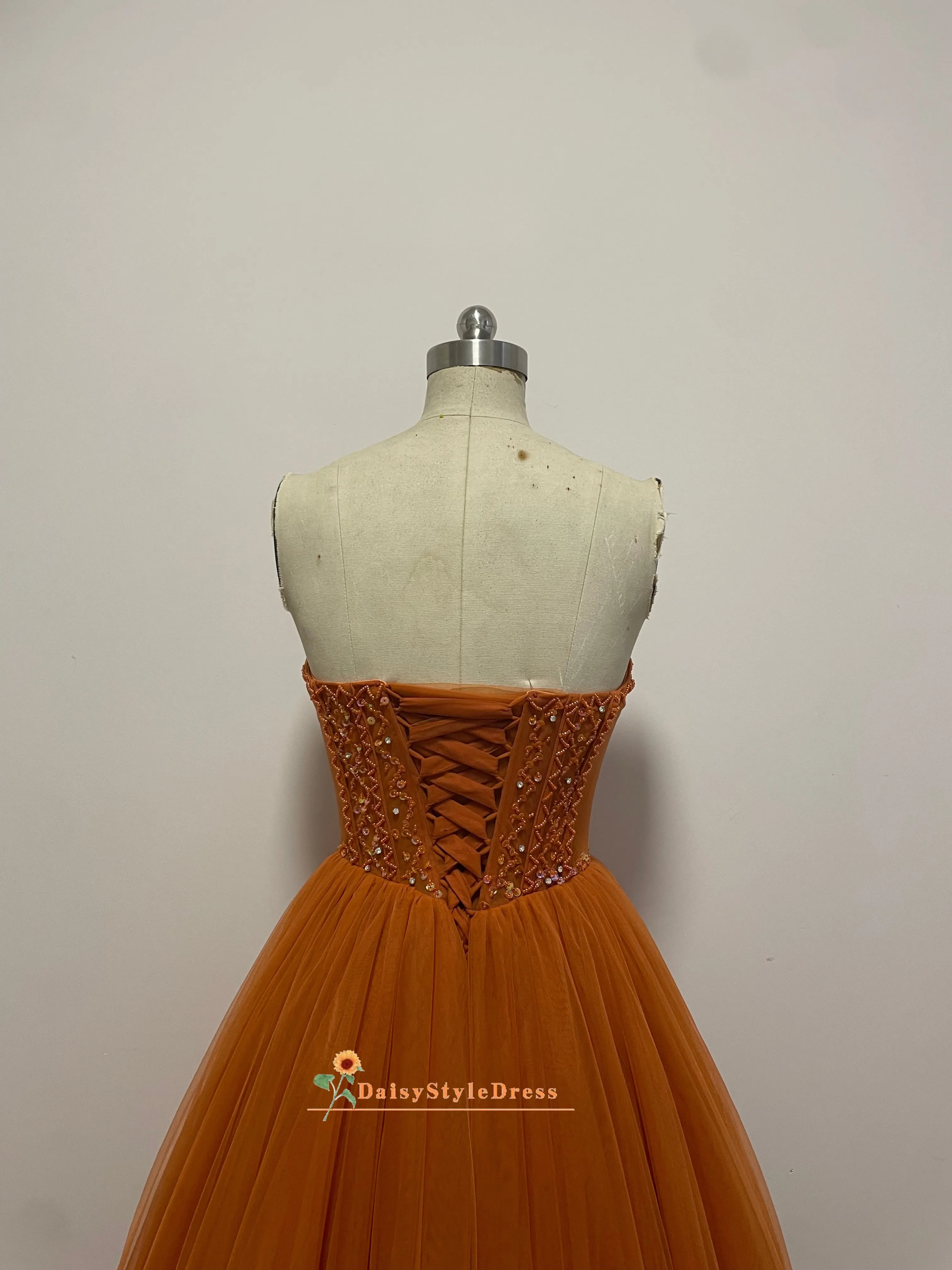 Detachable Sleeve Ball Gown Coffee Brown Prom Dress