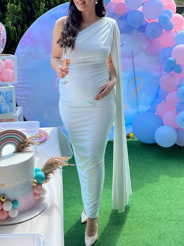 Elegant Cape Maternity Dress W0015
