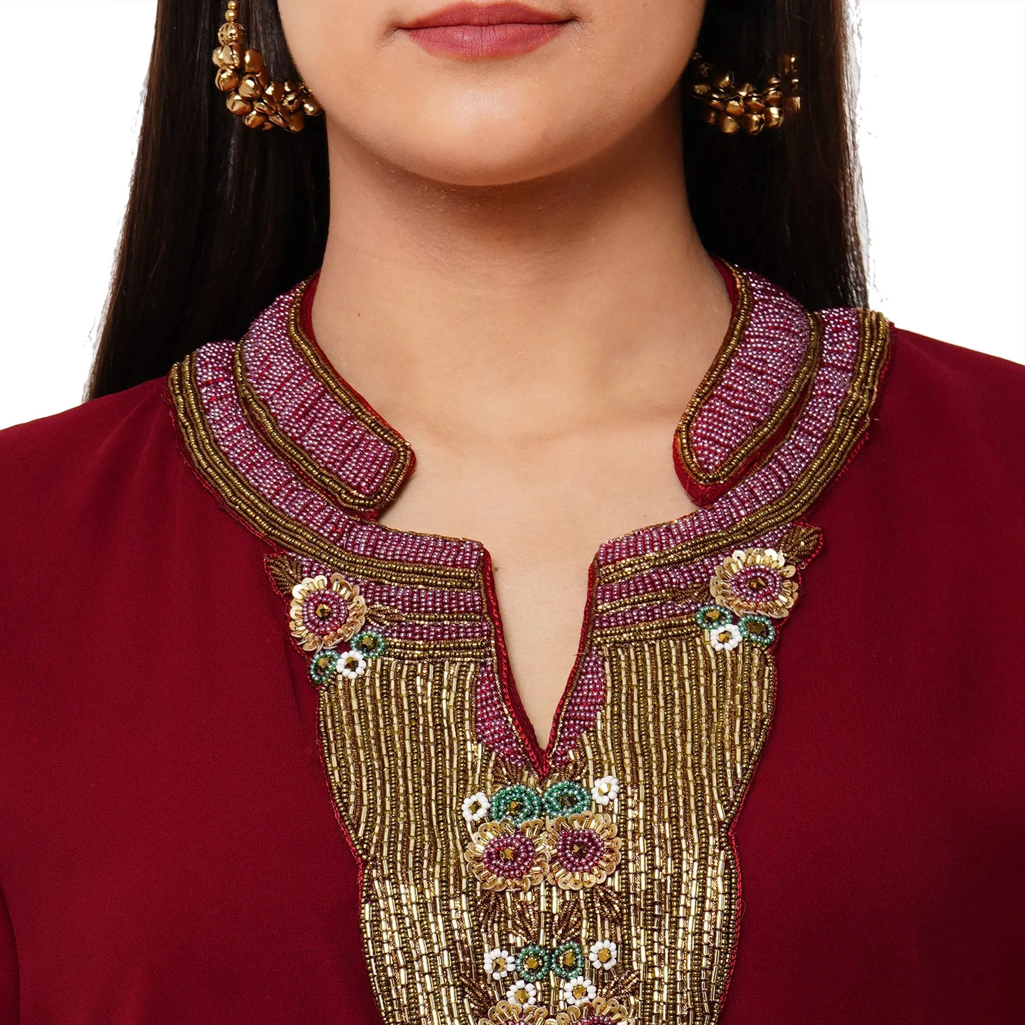 Embroidered Abaya Maxi Dress