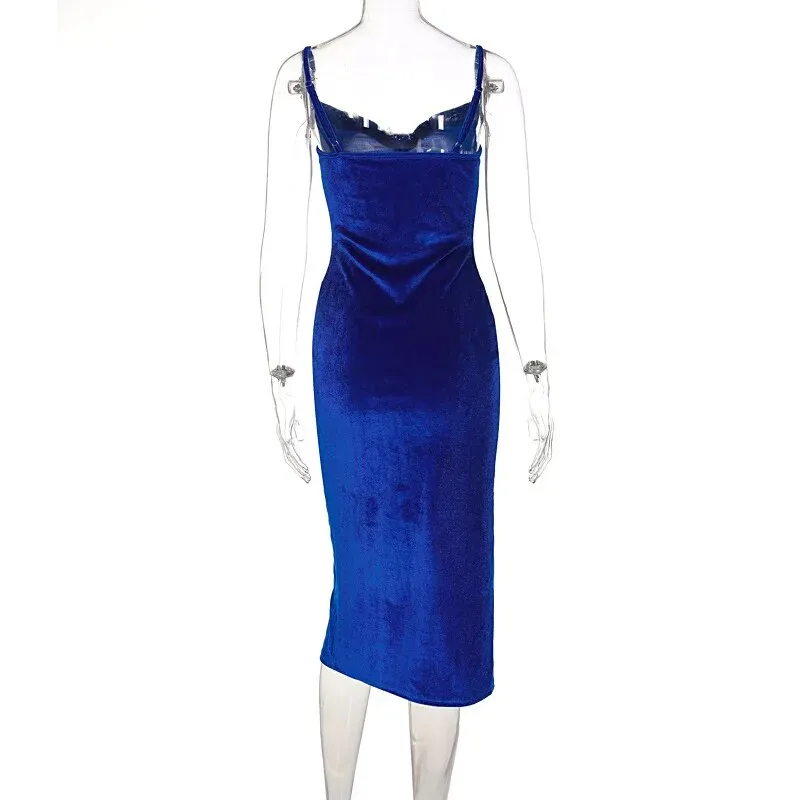 Faith Evening Gown Velvet Midi Bodycon Dress