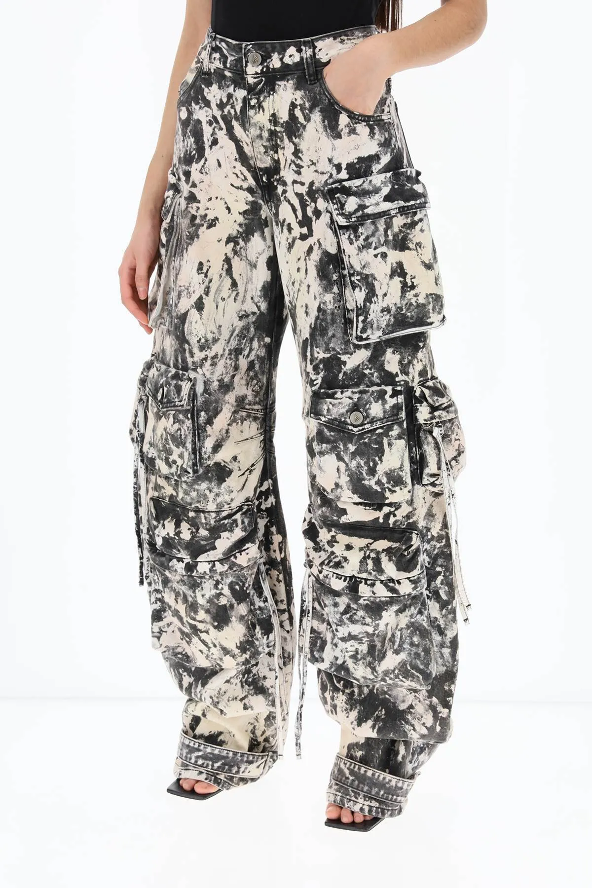 fern stained-effect cargo jeans