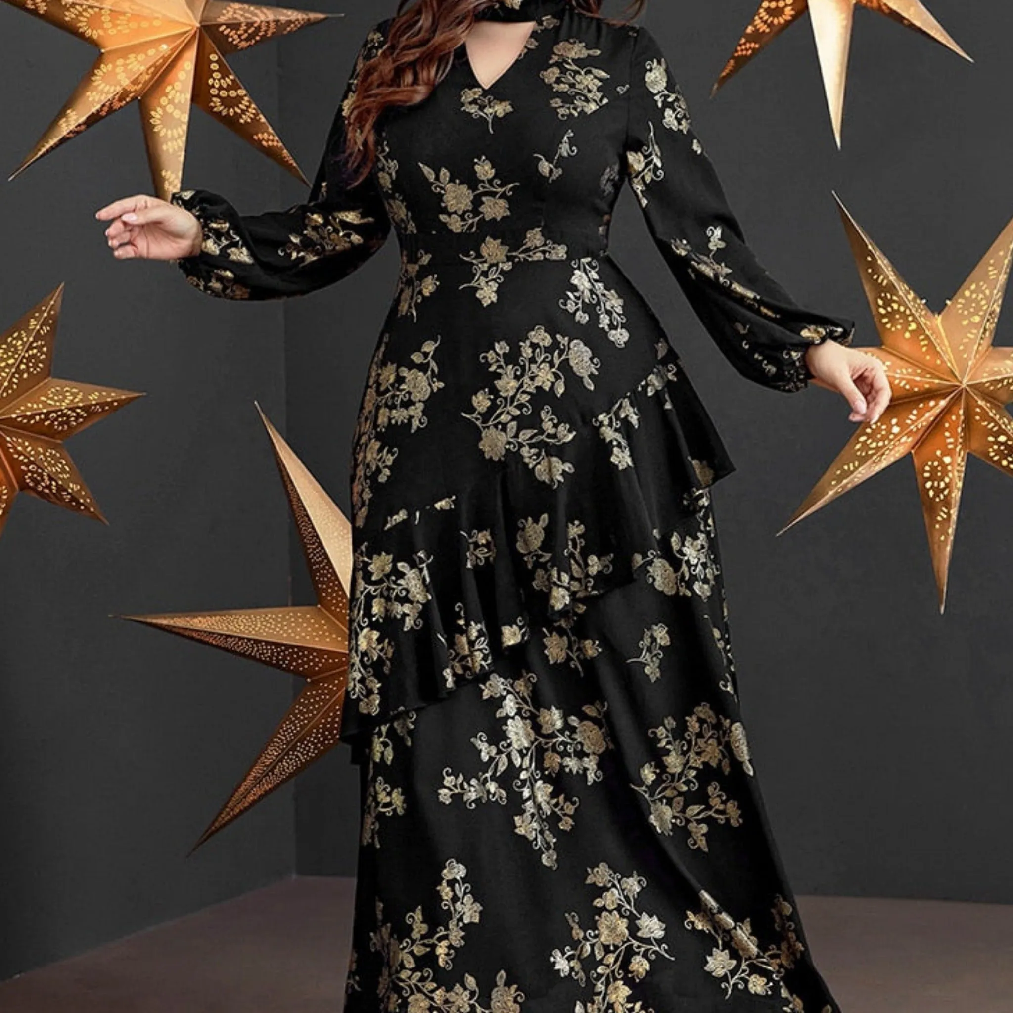 Festive-Beautiful Plus Size Large Maxi Dress
