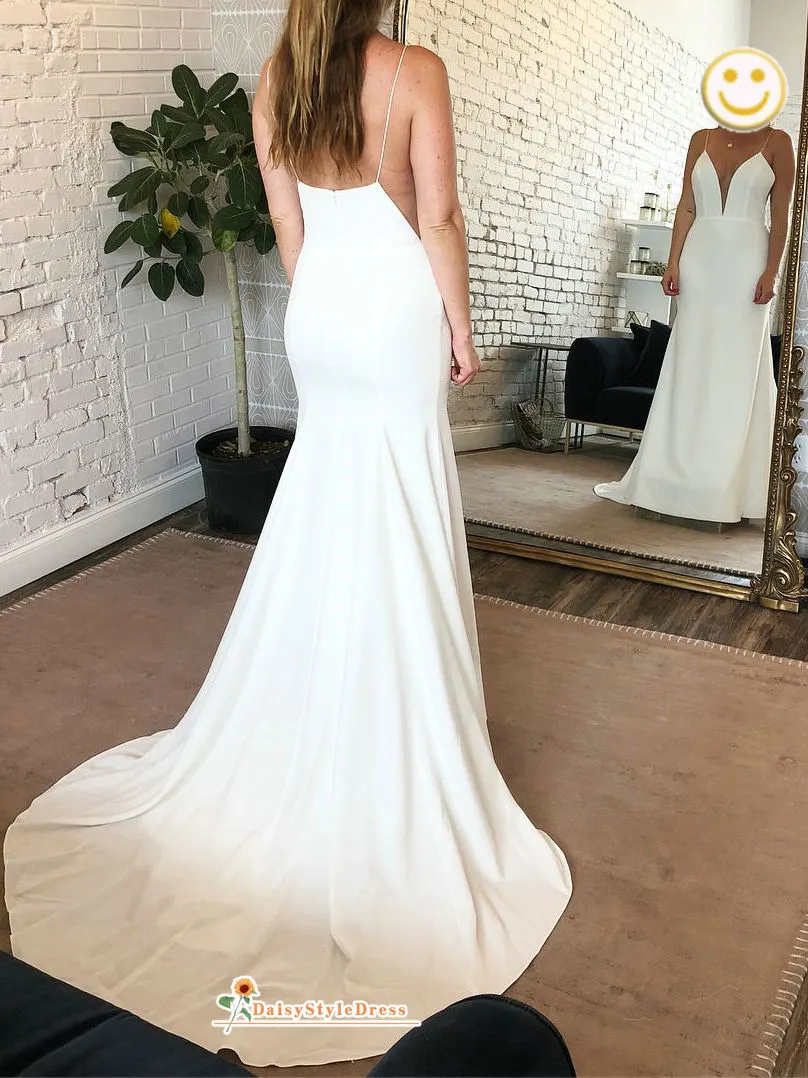 Fit and Flare Ivory ivory Crepe Wedding Dress
