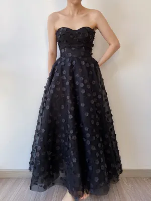 Floral Embroidery Tulle Off Shoulder Gown Dress