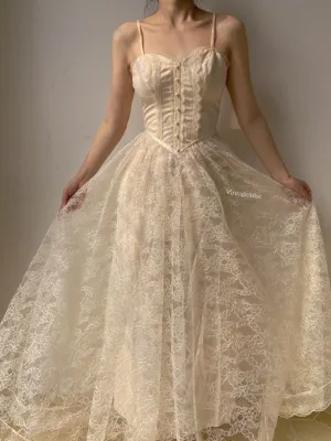 Floral Lace Strap Corset Dress